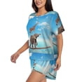thumbnail image 2 of Wukai Elephant Giraffe Print Women's Pajama Set - Short-Sleeve Top and Shorts with Elastic Waistband and Pockets for Loungewear, Yoga, and Casual Wear-4X-Large, 2 of 8