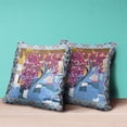 thumbnail image 3 of Tree Oil Duo Indoor/Outdoor Pillow in Sky Blue Pink 28x28, 3 of 5