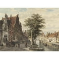 thumbnail image 2 of Cornelis Springer 18x14 Gold Ornate Wood Frame and Double Matted Museum Art Print Titled - View of the Gracht in Hasselt (1863), 2 of 4