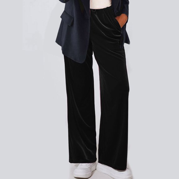 2025, Women Velour Pants Soft Velvet Sweatpants Straight Leg Athletic Joggers Casual Lounge Pajama Pants with Pockets