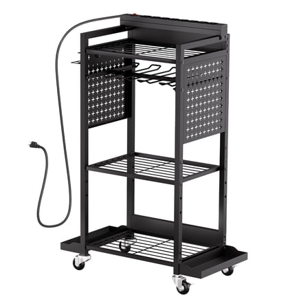 4-tier Tool Organizer Cart with Charging Station Garage Cart on Wheels