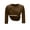 Brown, variant on Womens Summer Tops with Built in Bras Fashion Solid Color Crew Neck 3/4 Sleeve Ribbed Shirts Casual Blouses