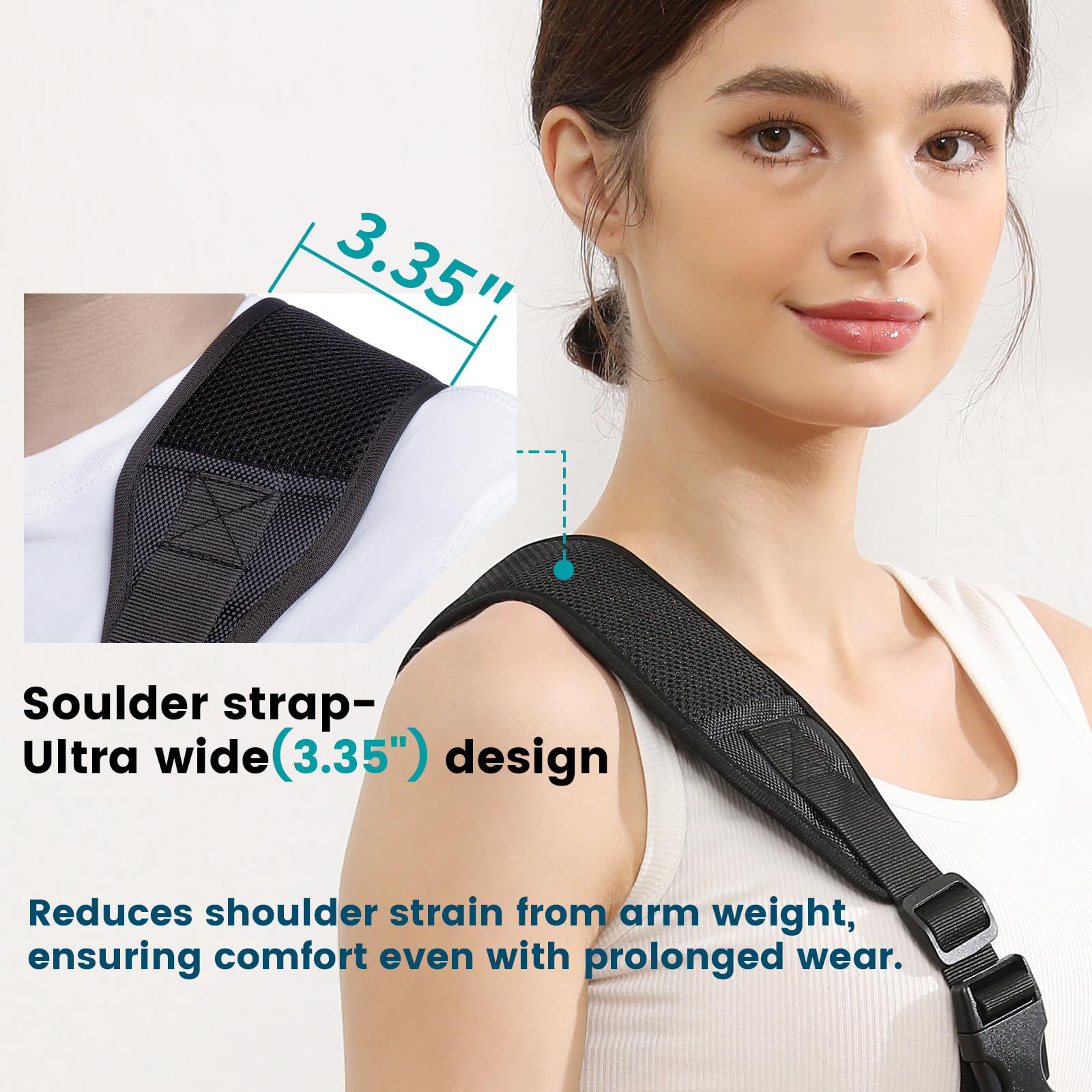 Hemvt Arm Sling for Shoulder Injury, Shoulder Immobilizer with Pocket, Adjustable Support Brace for Elbow Hand, Fits Left or Right Arm, Breathable Comfortable Black