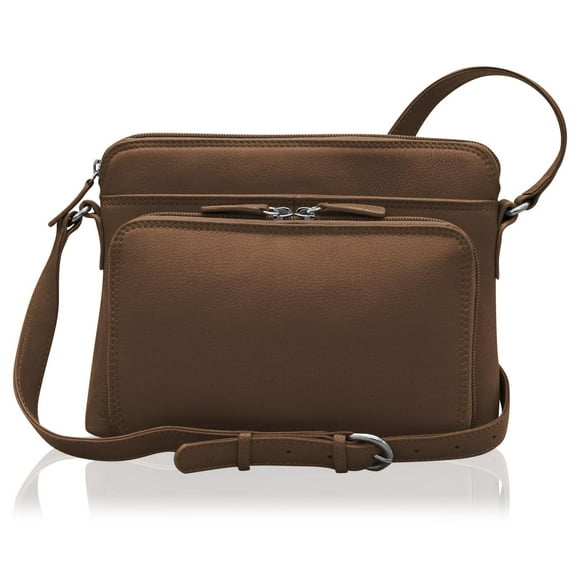Bolso bandolera de cuero genuino de Nueva York con bloqueo RFID
