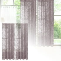 Lace Sheer Curtains for Bedroom Light Filtering & Privacy, Voile Window Curtains Rod Pocket with Floral Embroidery, Vintage Drapes for Farmhouse Living Room Kitchen Doorway Decor