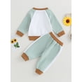 thumbnail image 4 of Wassery Toddler Boys 2PCS Fall Pants Sets Long Sleeve Crew Neck Contrast Color Sweatshirt Long Pants 6M 12M 18M 2T 3T Infant Baby Boys Track Clothes Set, 4 of 9