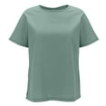 thumbnail image 3 of Yuyuzo Chemises en Coton et Lin pour Femmes Manches Courtes Haut Habillé Col Rond T-Shirts Amples Tuniques d'Été, 3 of 6