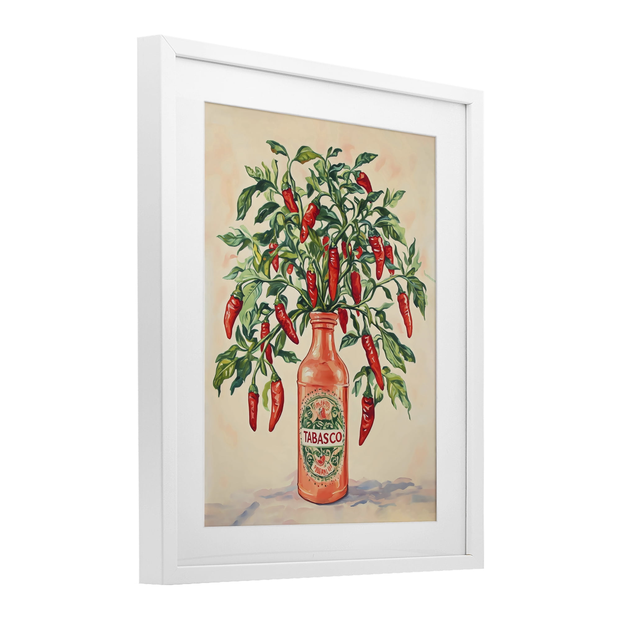 Stupell Industries Chili Peppers in Hot Sauce Vase White Framed Print Under Glass, design by The Prints Vibe