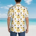thumbnail image 6 of Fotbe Bees and Flowers Hawaiian Shirt for Men Unisex Summer Beach Casual Short Sleeve Cotton Linen Button Down Shirts-Large, 6 of 9
