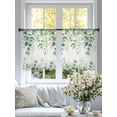 thumbnail image 4 of Sage Green Eucalyptus Leaves Sheer Curtains 45 Inch Length 2 Panels Set Window Treatments, Spring Summer Botanical Rod Pocket Semi Curtains for Living Room/Bedroom/Kitchen Décor, 104"W x 45"L, 4 of 7