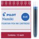 Pilot Fountain Pen Refill Ink Cartridge in Blue - Pack of 6 - Impact