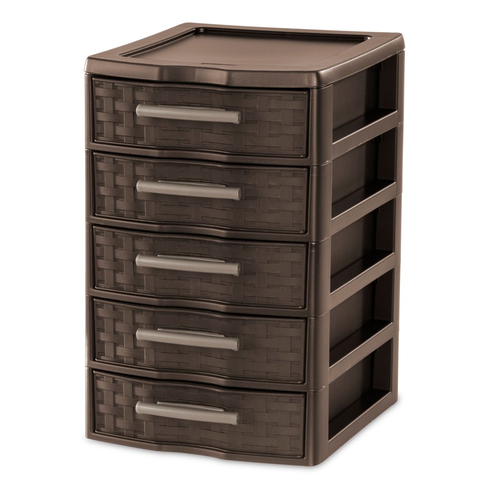 Sterilite Small Espresso Weave 5 Drawer Unit