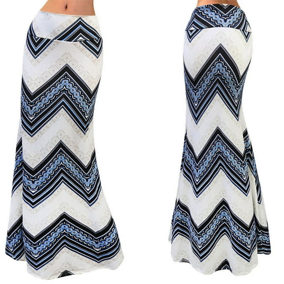 FASHOFT Womens Elastic Waist Bodycon Skirt High Waist Midi Bottom Slim Fit Stretch Daily Formal Casual Long Skirt Blue