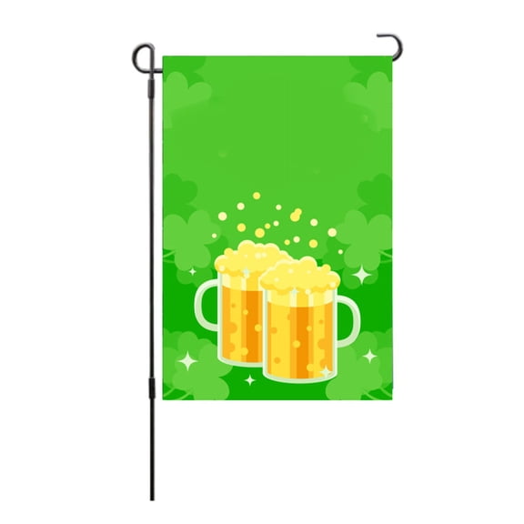 Irish Garden Flag, Machine Washable Easy Installation Double Sided 100D Polyester St Patricks Day Flag Fade Resistant For Balcony For Courtyard