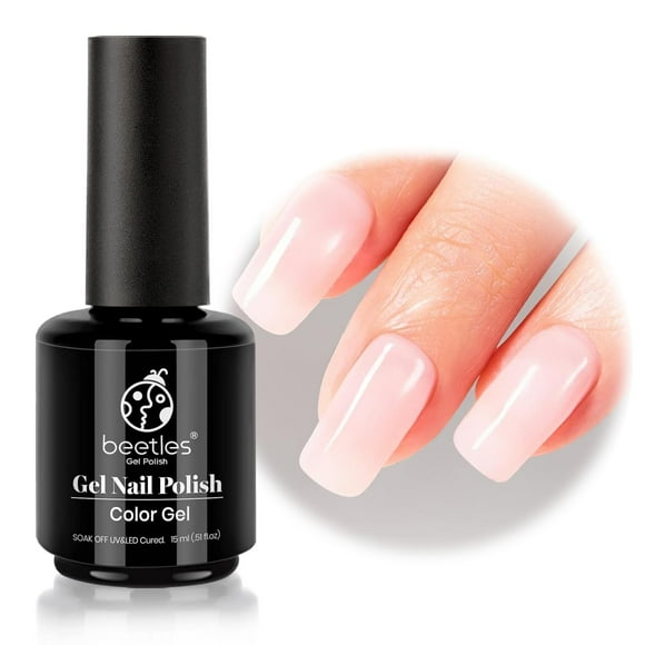 Set de esmaltes de uñas Beetles Neutral Gel, 15 ml, color rosa nude con lámpara