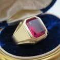 thumbnail image 2 of 4Ct Emerald Cut Lab Created Pinky Ruby Men's Engagement Ring 14k Yellow Gold Plated Silver, 2 of 2