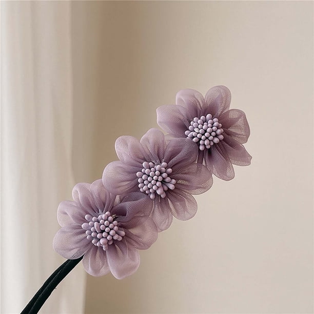 Dispensador de cabello con cabeza de flor de organza súper, artefacto para peinar el cabello perezoso de temperamento dulce, anillo A para mujer