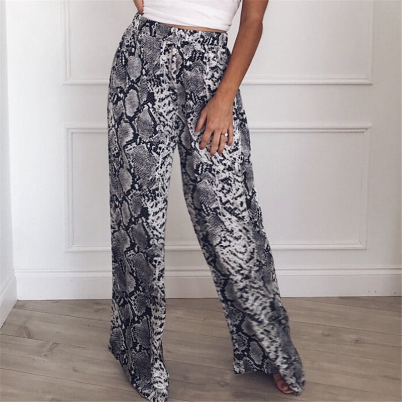 Women's Wide Leg Leopard Snake Print 