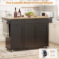 thumbnail image 5 of Rolling Kitchen Island Carts with Storage, 55" Wide Island Table on Wheels with Spice Rack, Towel Rack, Knife Holder and Trash Can Storage, Portable Mobile Island Table for Kitchen, 5 of 7