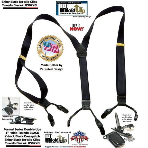 Hold-Ups Formal Tuxedo Steel Blue Satin Finished 1" Wide Double-ups Style Suspenders