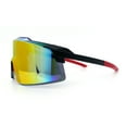 thumbnail image 6 of Mens Color Mirror Oversized Shield Sport MTB Style Plastic Sunglasses Black Red - Orange Mirror, 6 of 8