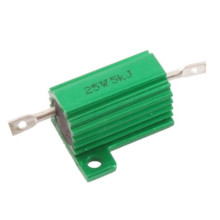 Ohm 25 Watt Wirewound Resistor - Chassis Mounted 25 Watt 5K Ohm 5% Aluminum Case Wirewound Resistor
