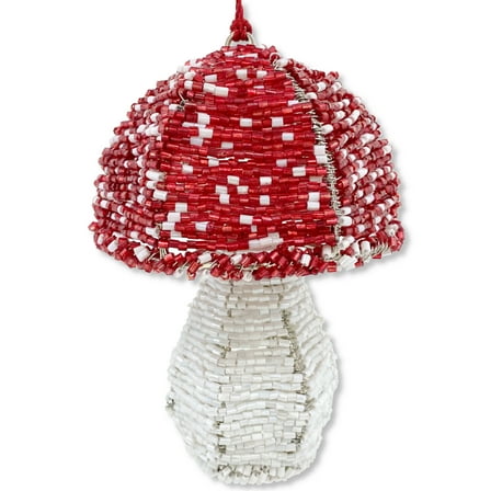 Beaded Mushroom Christmas Ornament - Large Toadstool Decoration