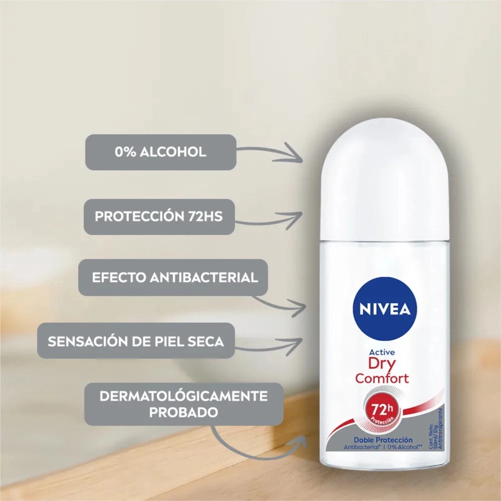 Nivea Dry Comfort Antiperspirant Deodorant Women's Roll-On Alcohol-Free -Travel Size- BULK 12 Pack