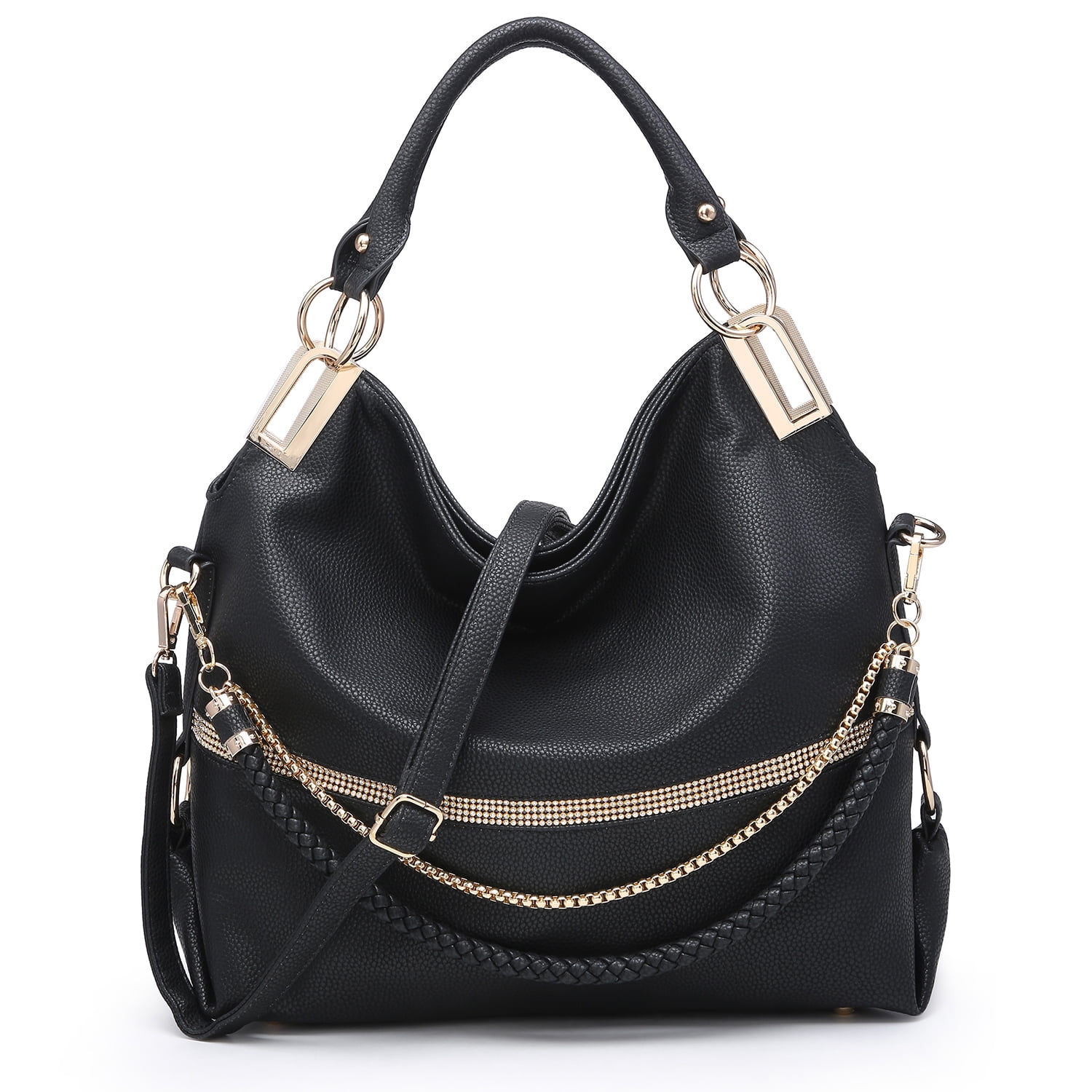 Dasein Hobo Bags for Women Soft Faux Leather Purses and Handbags Large Hobo Purse Shoulder Bag with Rhinestones