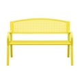 thumbnail image 3 of Abble High Back Outdoor Metal Garden Bench Steel Slat Patio Loveseat Park Bench for Porch Yard Lawn Patio Bench, Yellow, 3 of 6