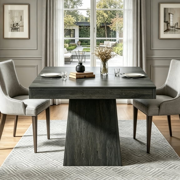 Fnova 31.5" Square Farmhouse Dining Table, Wood Coffee Table for 4 People, Modern Kitchen Table for Dining Room, Black (Chairs Not Included)