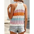 thumbnail image 5 of Sleeveless Colorful Striped Block Halter Neck Women Knit Tank Tops, 5 of 6
