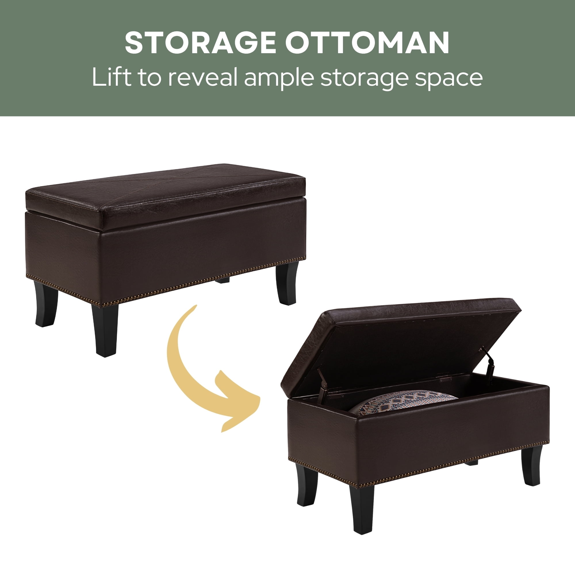 Convenience Concepts Designs4Comfort Winslow Storage Ottoman Bench