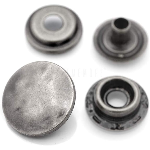 3/4 Inch Moon Snap Fastener Closure Buttons Round Popper Snaps Decorative Studs Pack of 10 (Antique Silver)