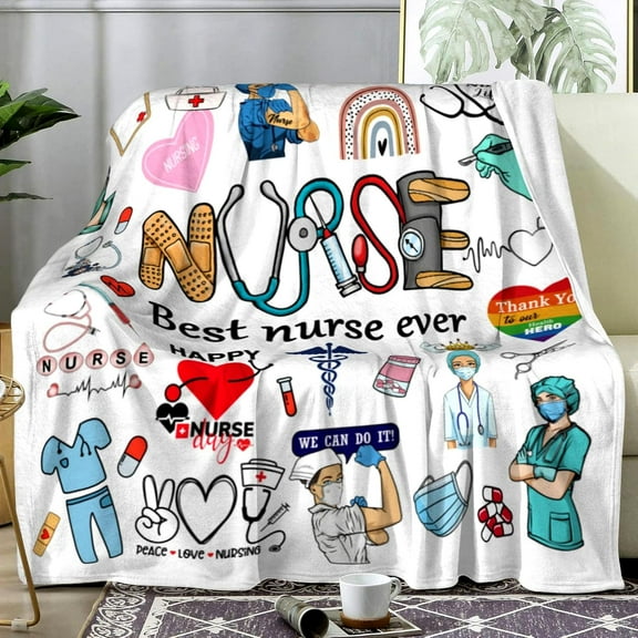 Nurse Blanket Nurse Practitioner Gifts Throw Blanket Nursing Student Graduation Nurse Week Day Gifts for Couch Sofa Bed Chair 50"X40"