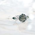 thumbnail image 2 of Vintage Hexagon Moss Agate Ring 925 Sterling Silver Moss Agate Engagement Ring,Marquise Moissanite Cluster Ring,Cluster Anniversary Stack Ring, 2 of 4