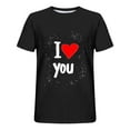 thumbnail image 3 of Jinhomg Mens Big and Tall Tee Shirts Valentine's Day Heart Graphic Casual Tops Lightweight Comfy Short Sleeve Crew Neck Holiday Tees Black L, 3 of 4
