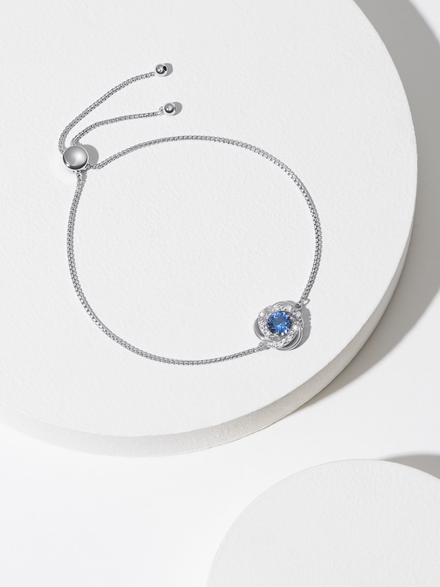 Forever Facets Lab Grown Diamond and Created Sapphire Sterling Silver Bolo Bracelet, Adult Female