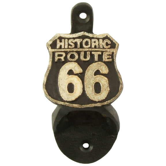 cast iron us route 66 wall mount beer cap soda/pop top bottle opener pub decor