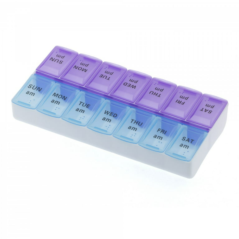 Weekly Pill Organizer - (Pack of 2) 7 Day Pills Container, Round Medicine  Organizer Box, Daily Week Pill Reminder Case Travel Friendly, BPA-Free