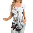 thumbnail image 3 of Pompotops Femmes Mode Imprimé Casual V-Cou Manches Courtes T-Shirt Chemisier Tops, 3 of 6