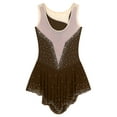 thumbnail image 6 of iiniim Women's Shiny Rhinestone Sleeveless Figure Skating Dance Dress Lyrical Ballet Costume Brown M, 6 of 7