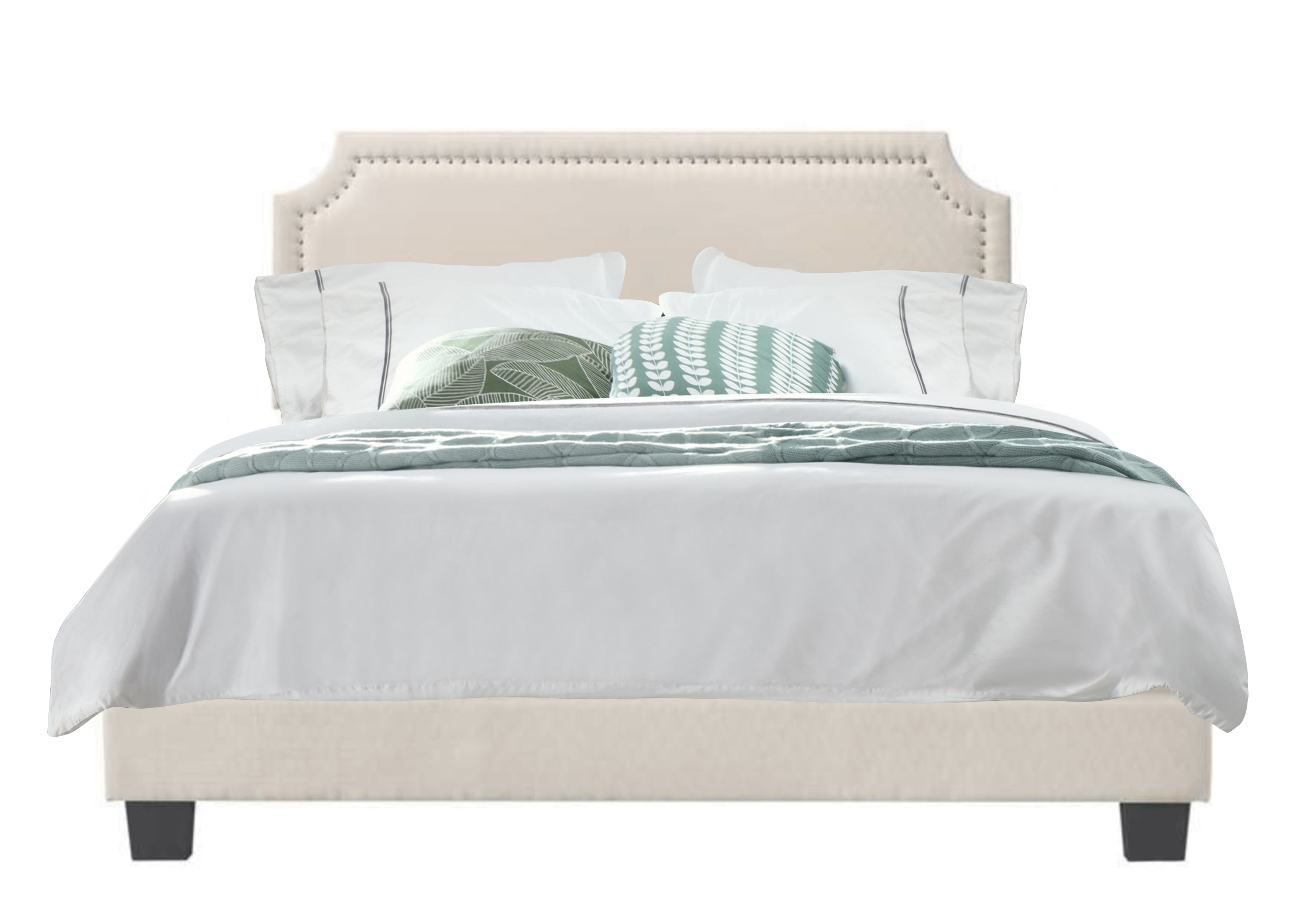 Regal Upholstered Bed with Nail Trim Headboard, King