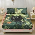 thumbnail image 2 of COEQINE Bed Sheets Set 3 Piece Twin Size Bedding Sheet Set, Comfy Easy Care Non-Slip Bedsheet & Pillowcases for Twin Size Bed for Women Men, Cartoon Cat Flower Leaf, 2 of 5