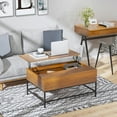 thumbnail image 2 of HOMCOM Table Basse Relevable avec Compartiment de Rangement Caché Plateau Relevable, 2 of 9
