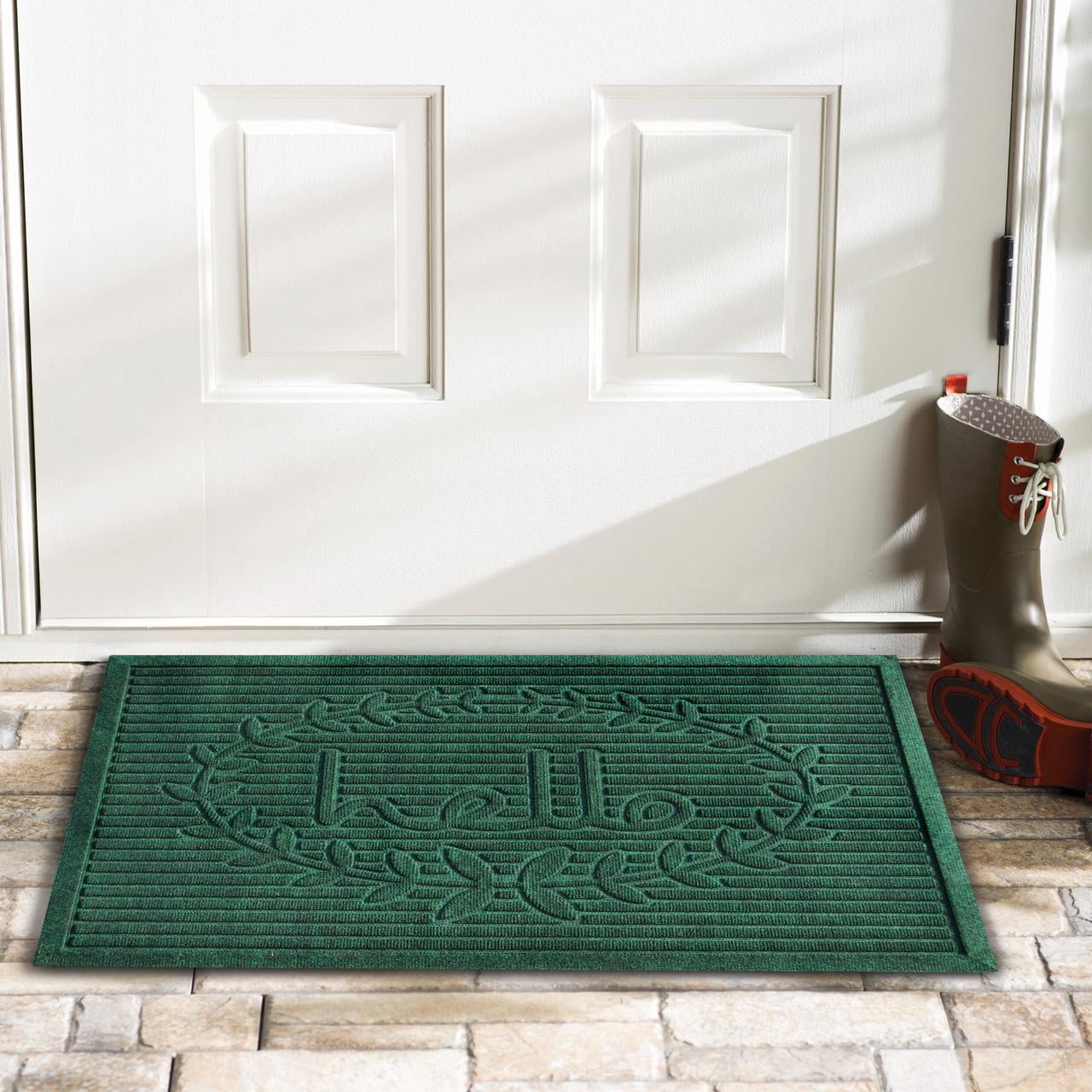 Calloway Mills 103152436 Poly Hello Indoor/Outdoor Mat, 24" x 36", Dark Green
