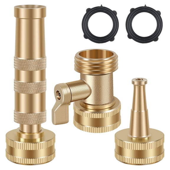 AEVXKHI High Pressure 3/4inch Hose Nozzle, Solid Brass Twist Garden Hose Nozzle Hose, Jet Nozzle Safe Water Hose Sprayer Nozzle with On-Off Valve for Garden Hose