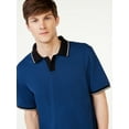 thumbnail image 4 of Free Assembly Men's Tipped Pique Polo Shirt with Short Sleeves, 4 of 6