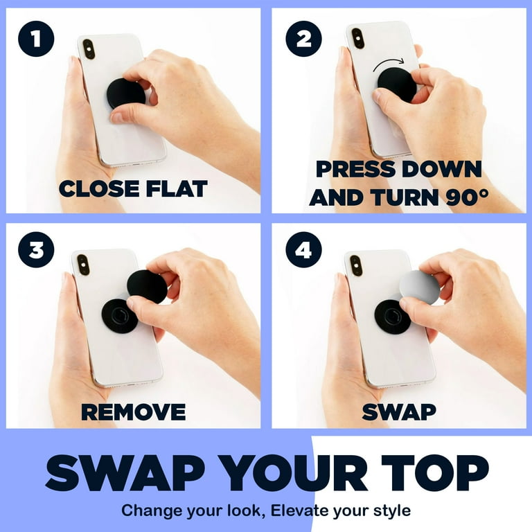 PopSocket Con Fiori Di Ortensia Bianchi E Blu, PopGrip Intercambiabile Con Supporto, Adesivo Riutilizzabile Per Smartphone E Tablet