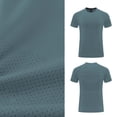 thumbnail image 4 of LMOIPLI Men's Quick Dry Mesh Athletic T-Shirt Breathable Crew Neck Short Sleeve Workout Top for Running Training Dark Blue M, 4 of 7